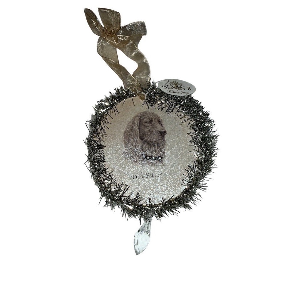 Susan‎ B Holiday Jewels Irish Setter Dog Christmas Ornament Wreath 4in Christmas